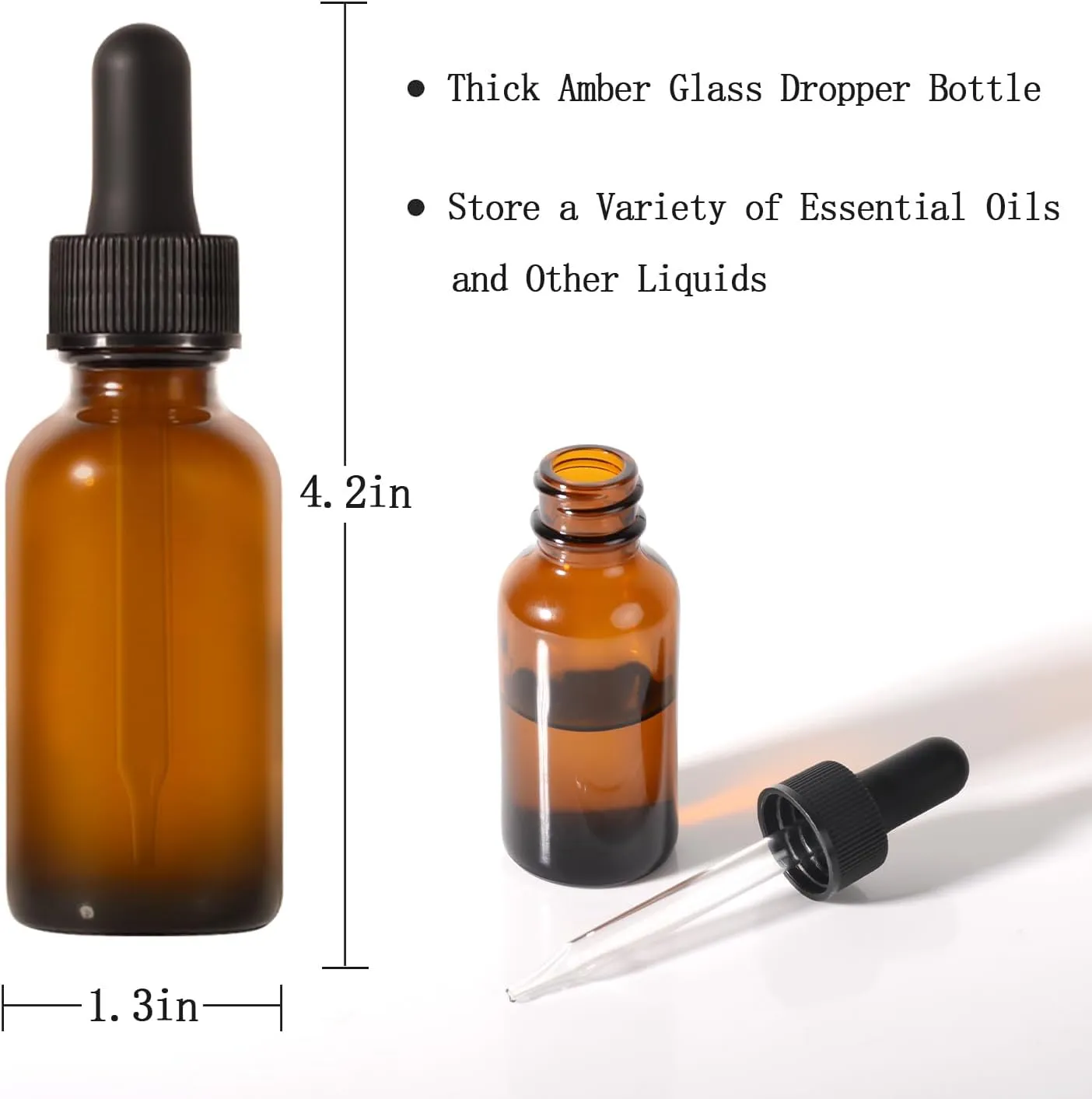 Dropper Bottle,1 oz 4 Pack Glass Droppers Bottle for Oils Eye Dropper Small Travel Oil Amber Dropper with 1 Funnel & 6 Labels - Essential Oils Bottles Tincture Bottles With Dropper Leakproof 