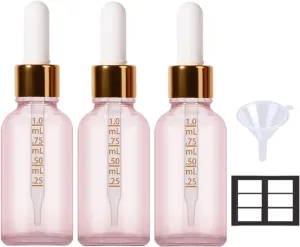 Dropper Bottles for Oil, 1oz, Glass Eye Droppers, Leak Proof Travel Bottles, Refillable Containers