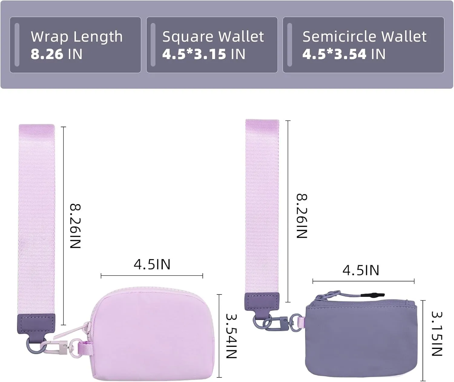 Dual Pouch Wristlet Wallet for Women Portable Mini Zip Around Keychain Wallet Clutch Detachable Coin Purse