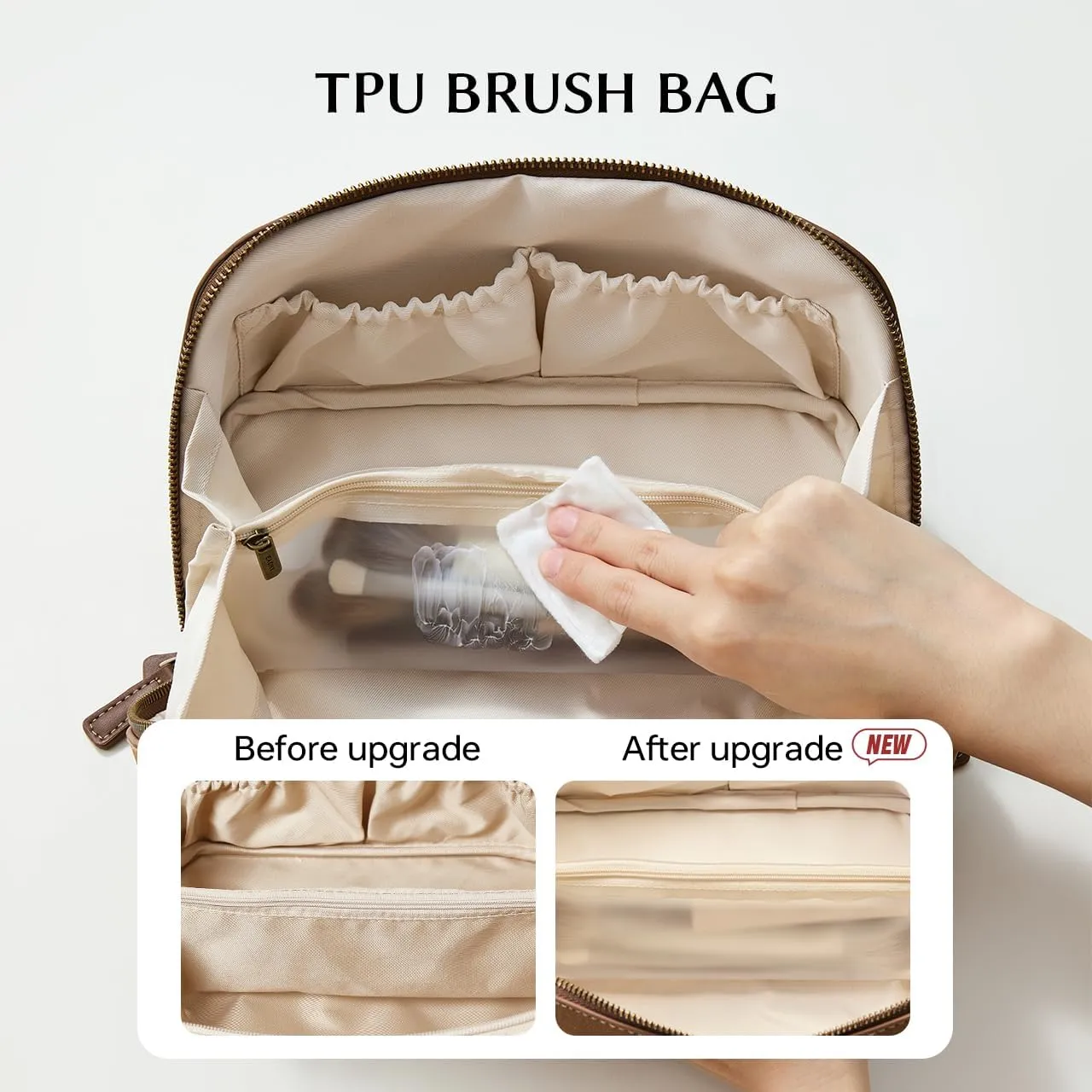 EACHY Makeup Bag, Large Capacity Cosmetic Bags for Women, Portable 180 Wide-Open Flat Toiletry Bag Travel Makeup Bag with Divider and Handle