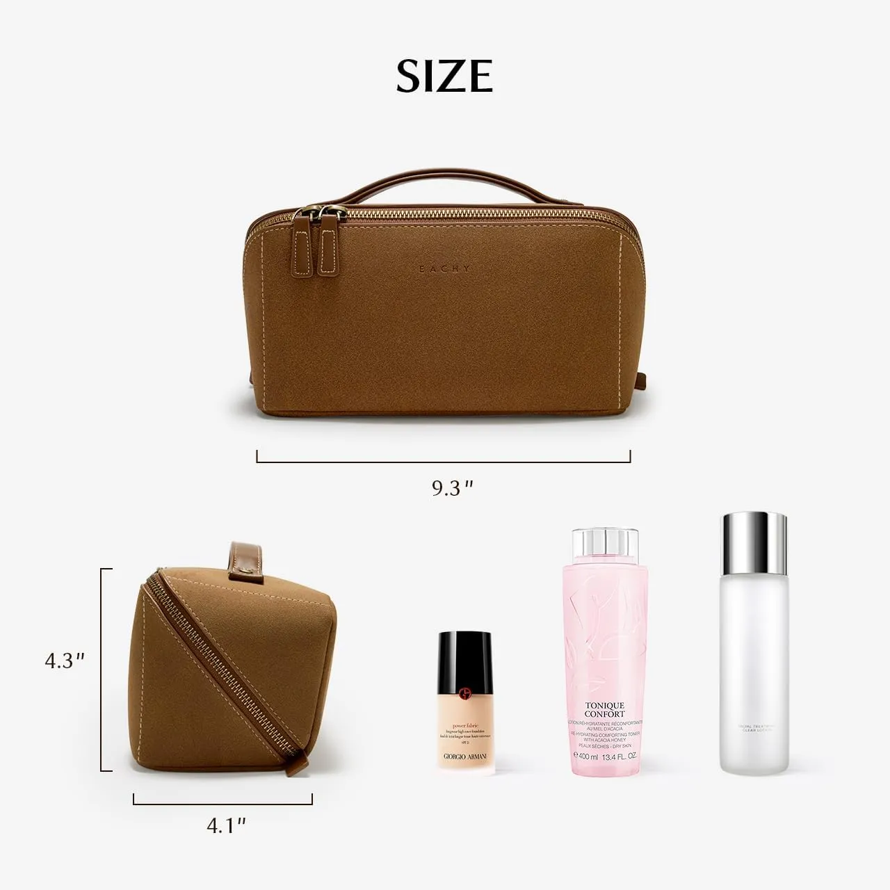 EACHY Makeup Bag, Large Capacity Cosmetic Bags for Women, Portable 180 Wide-Open Flat Toiletry Bag Travel Makeup Bag with Divider and Handle