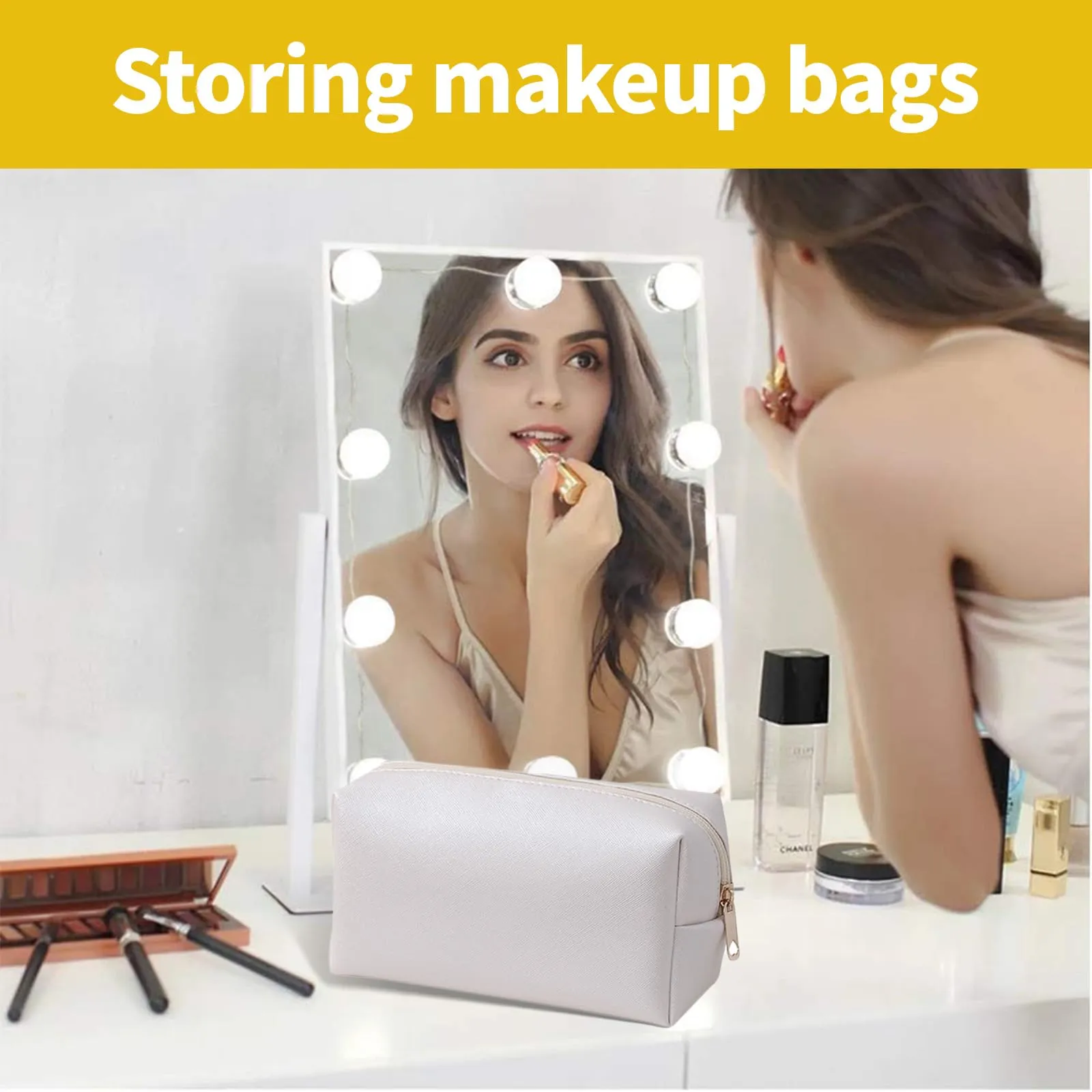 eggigi 9 Pcs Makeup Bags in Bulk, Pu Leather Cosmetic Pouch Waterproof Small Toiletry Bags, Water Resistant Storage Purse for Lady Women, Waterproof Bags for Travel Purse