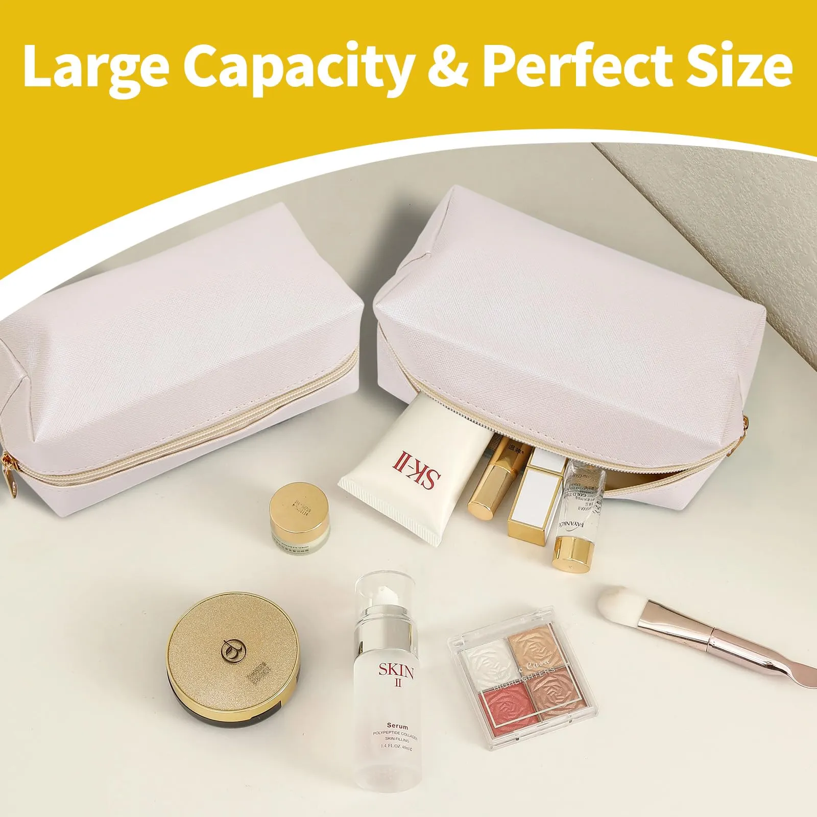 eggigi 9 Pcs Makeup Bags in Bulk, Pu Leather Cosmetic Pouch Waterproof Small Toiletry Bags, Water Resistant Storage Purse for Lady Women, Waterproof Bags for Travel Purse