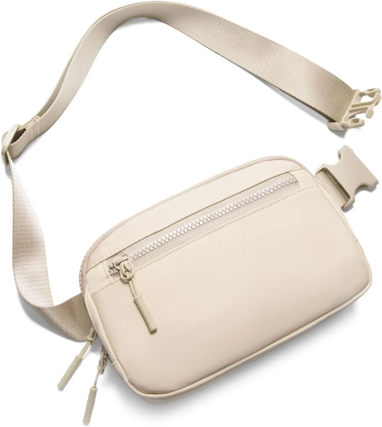Fanny Pack Crossbody Bags for Women 1.5L Belt Bag with 3 Zipper Pockets Fashion Waist Packs Everywhere Belt Bag Cross Body Fanny Pack for Women (Beige)