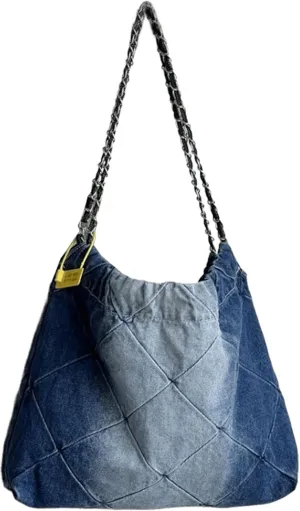Fashion denim women's handbag - Fashion chain shoulder bag/crossbody bag and large capacity handbag