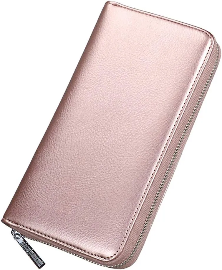 FEITH&FELLY Large Capacity Credit Card Wallets for Women Long Leather RFID Blocking Accordion Wallet Zip Organizer 36 Slots