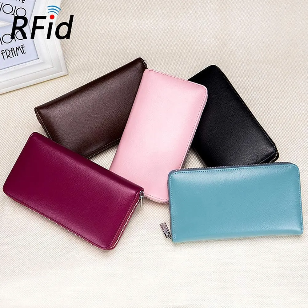 FEITH&FELLY Large Capacity Credit Card Wallets for Women Long Leather RFID Blocking Accordion Wallet Zip Organizer 36 Slots