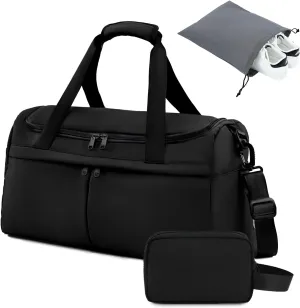 For Spirit Airlines Personal Item Bag 18X14X8 Carry On Travel Duffle Bags for Airplanes Women Men with Wet Pocket Weekender with Shoe and Toiletry Bags, Black