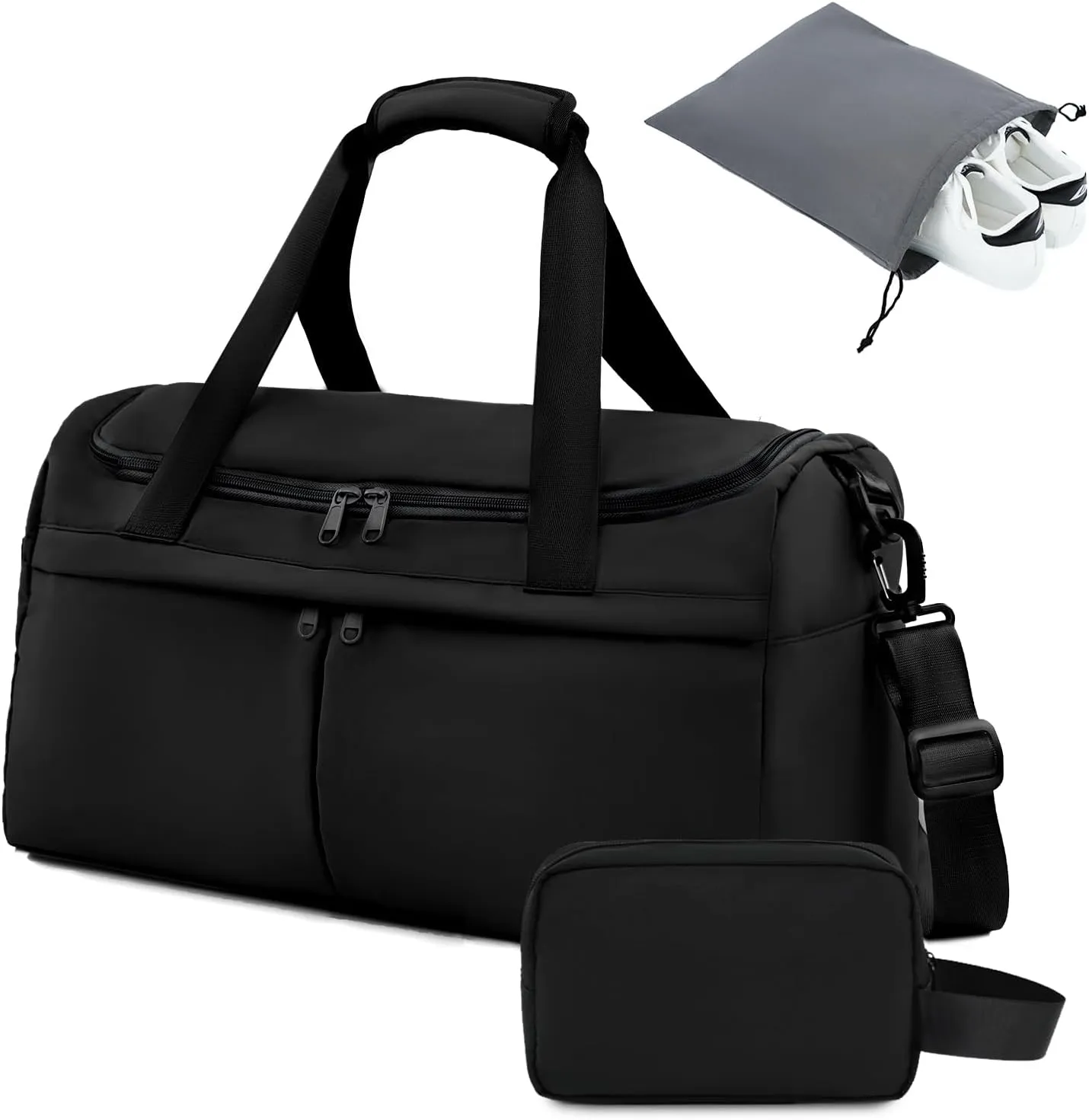 For Spirit Airlines Personal Item Bag 18X14X8 Carry On Travel Duffle Bags for Airplanes Women Men with Wet Pocket Weekender with Shoe and Toiletry Bags, Black
