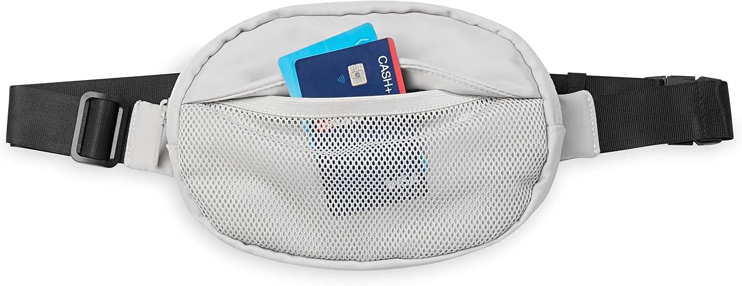 Gaiam Go for It Waist Pack, Adjustable Fanny Pack Crossbody Bags for Women & Men - Waterproof Cross Body Bag with Zippered Pockets, Running Belt Bag, Ideal for Vacation & Travel