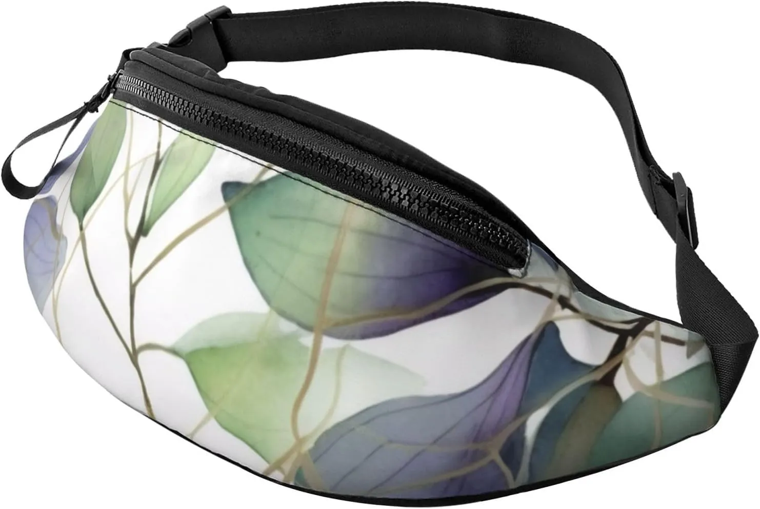 Green Eucalyptus Leaves Print Fanny Pack/Waist Bag For Festival Rave Hiking Running Cycling