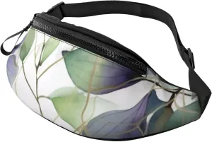 Green Eucalyptus Leaves Print Fanny Pack/Waist Bag For Festival Rave Hiking Running Cycling