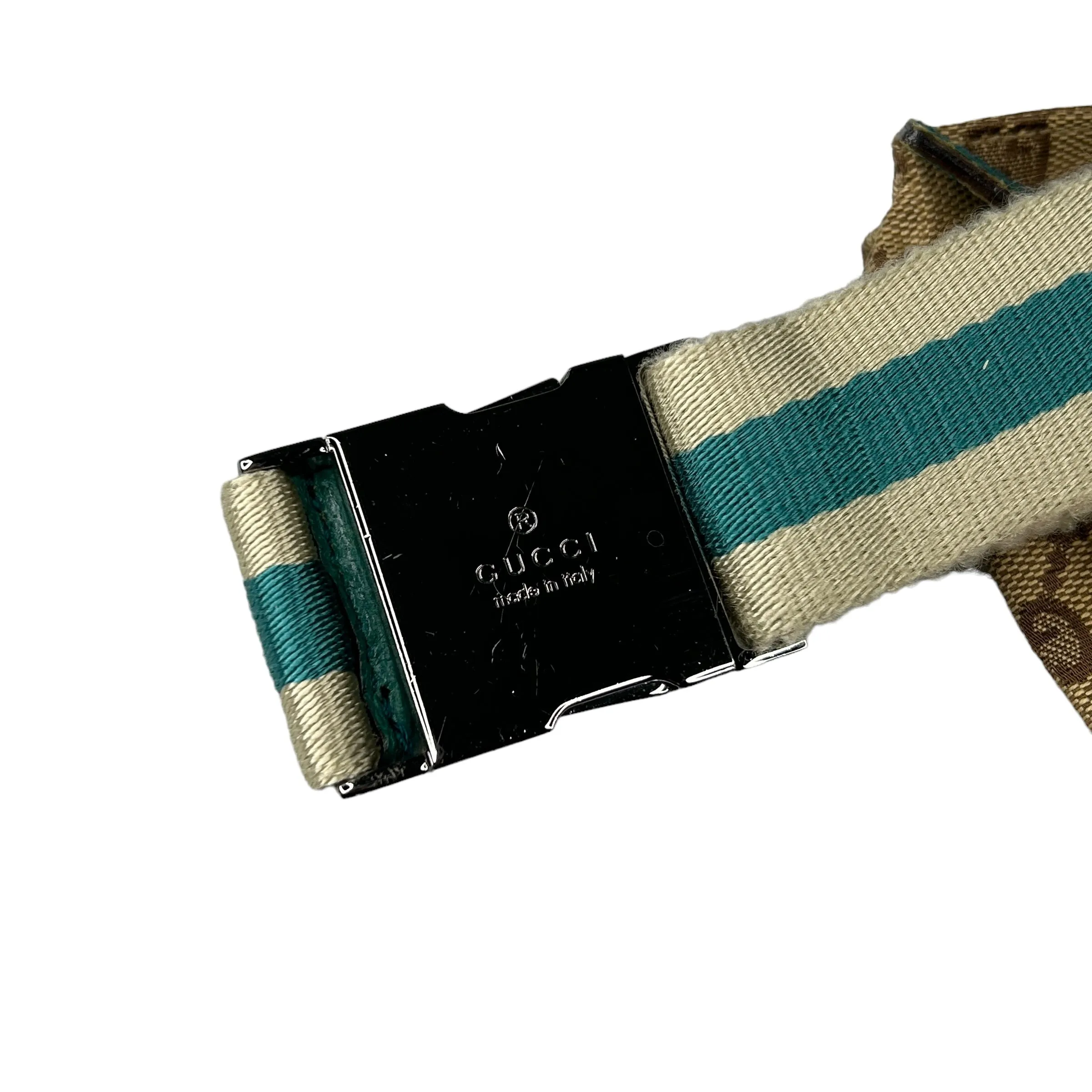 GUCCI GG MONOGRAM WAIST BAG - BROWN/TEAL