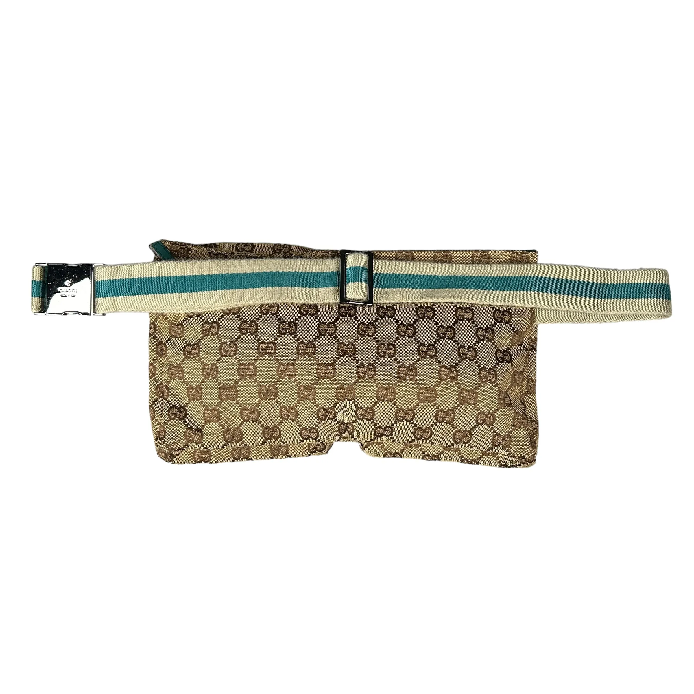 GUCCI GG MONOGRAM WAIST BAG - BROWN/TEAL
