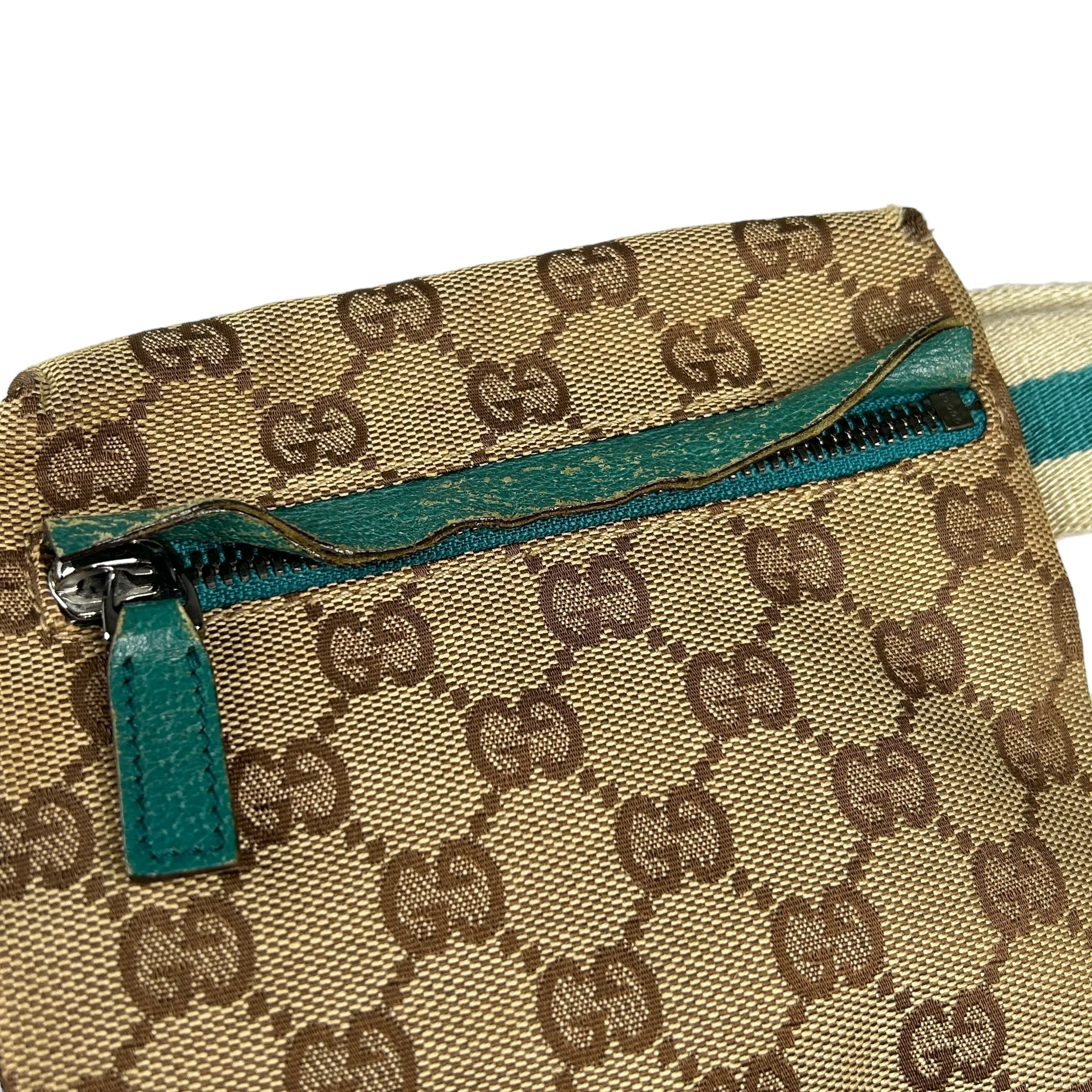 GUCCI GG MONOGRAM WAIST BAG - BROWN/TEAL
