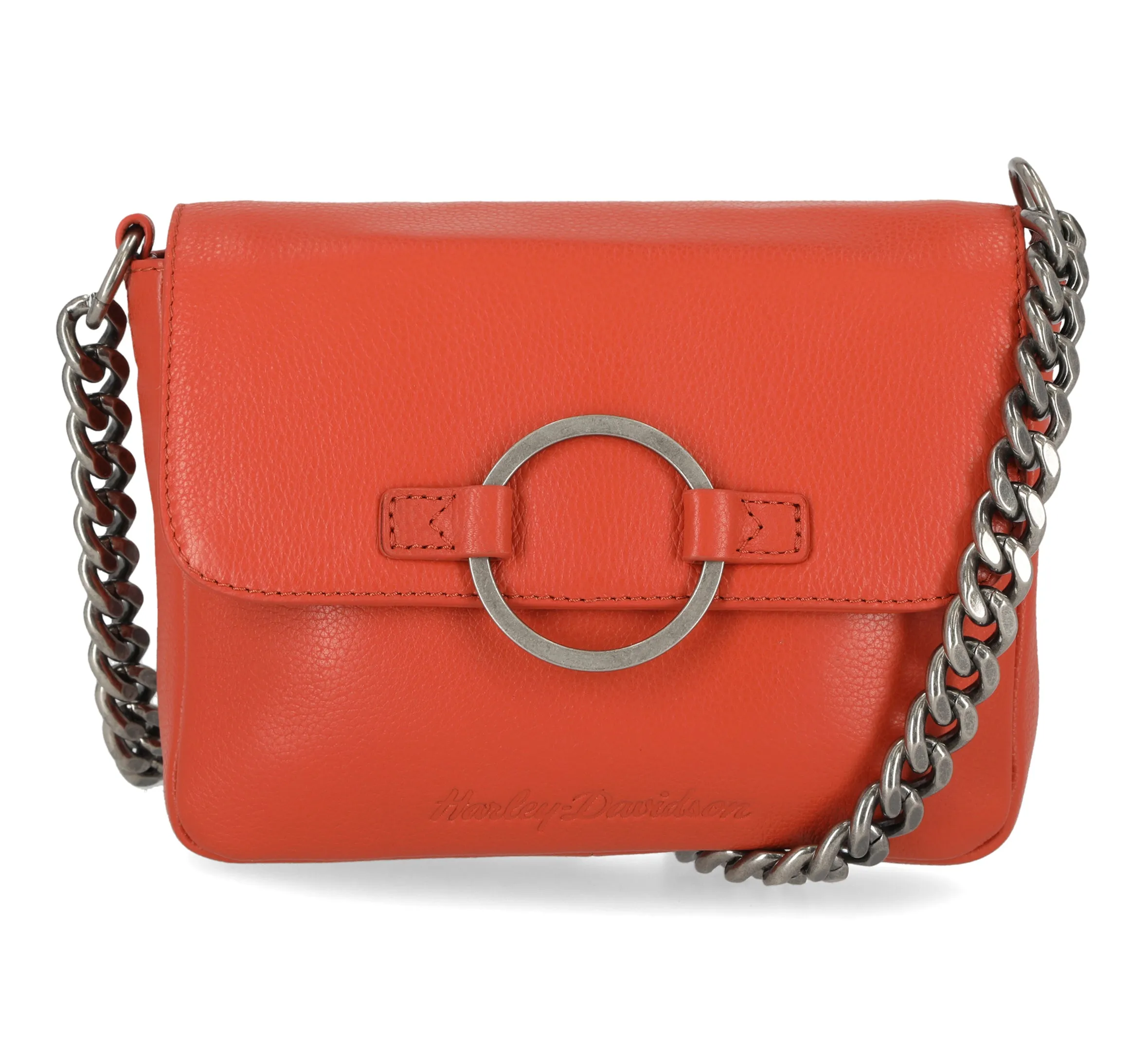 Harley-Davidson Women's Magnetic Flap Closure O Ring Pebble Leather Crossbody Purse MHW048
