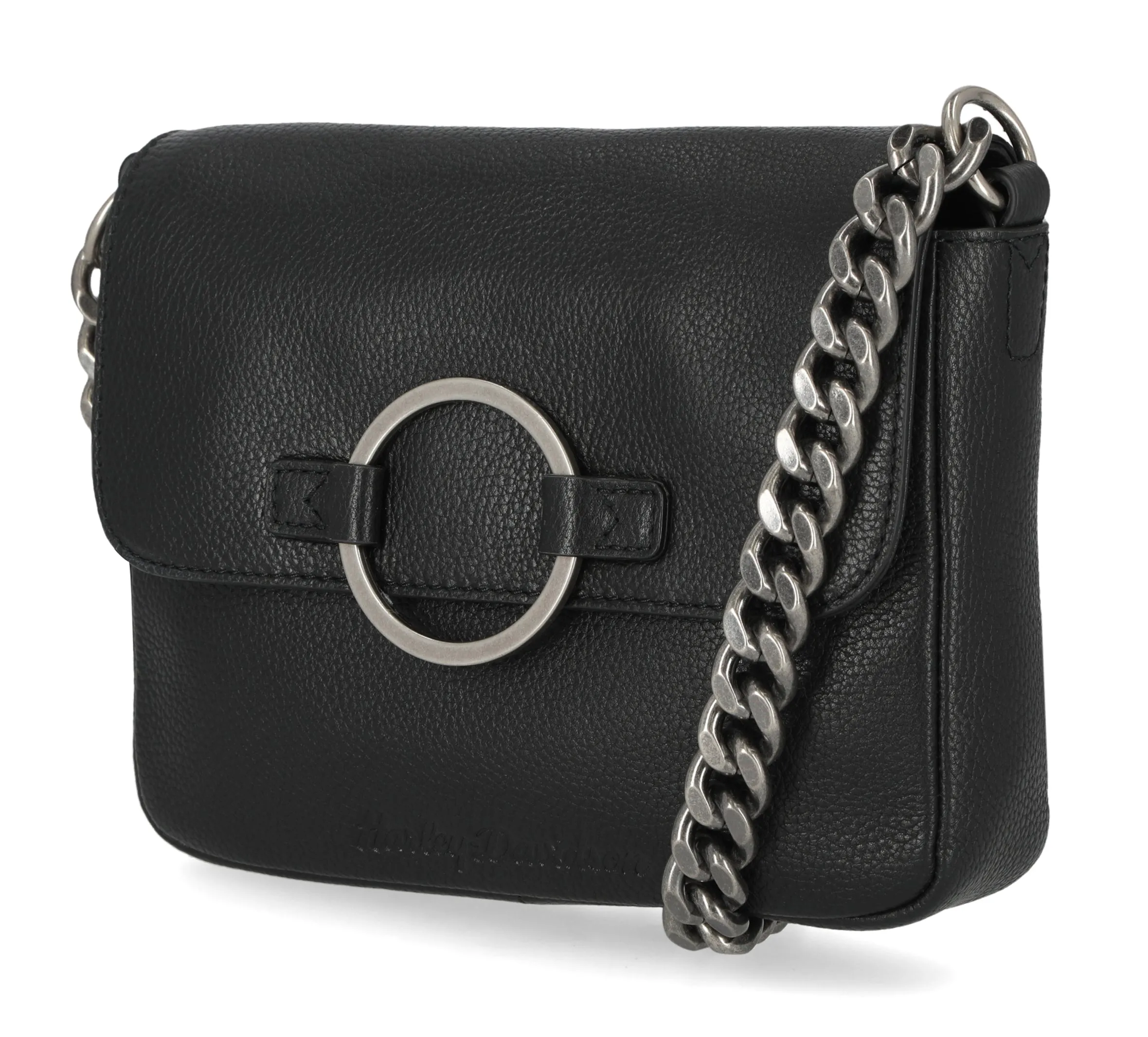 Harley-Davidson Women's Magnetic Flap Closure O Ring Pebble Leather Crossbody Purse MHW048