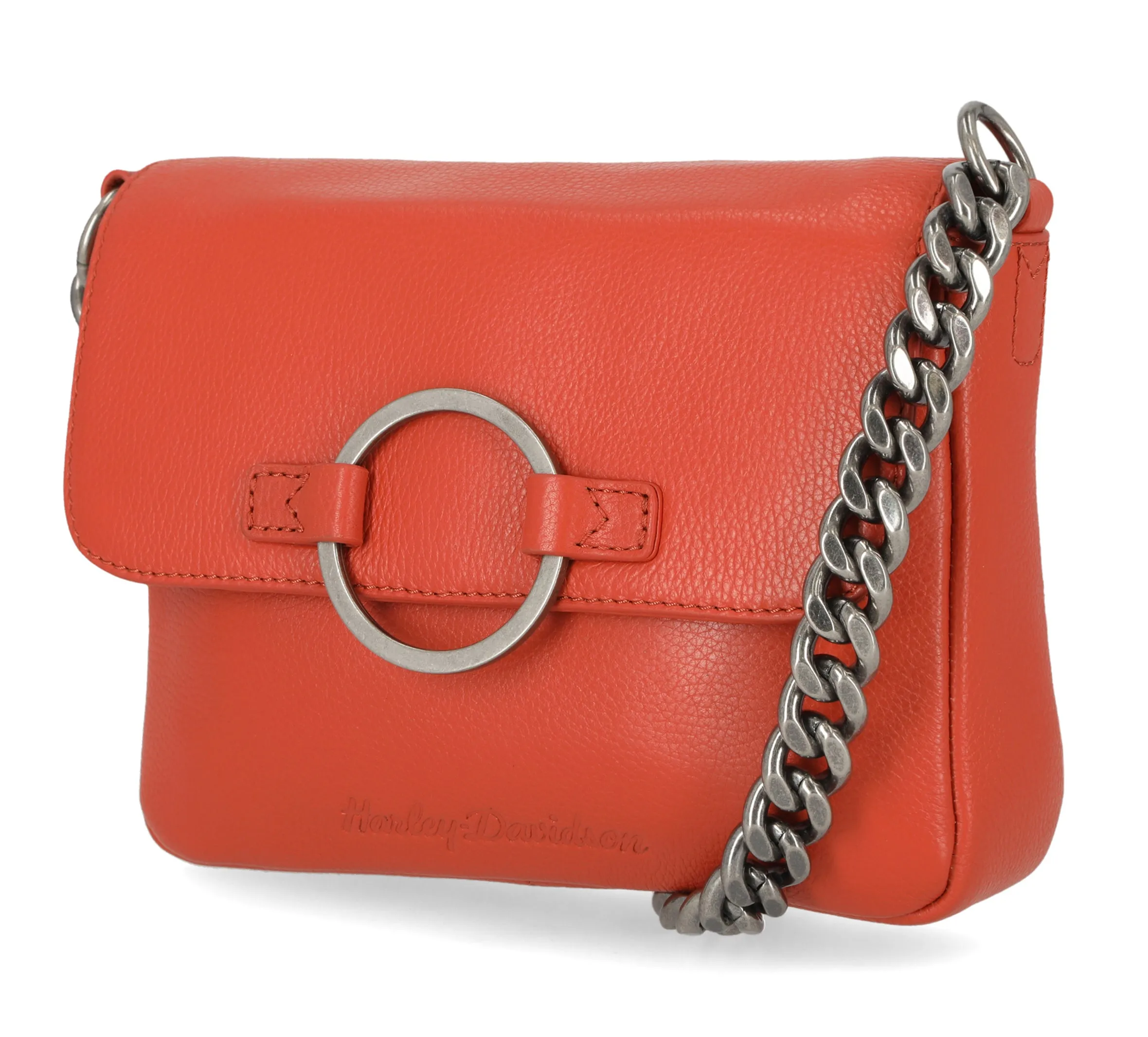 Harley-Davidson Women's Magnetic Flap Closure O Ring Pebble Leather Crossbody Purse MHW048