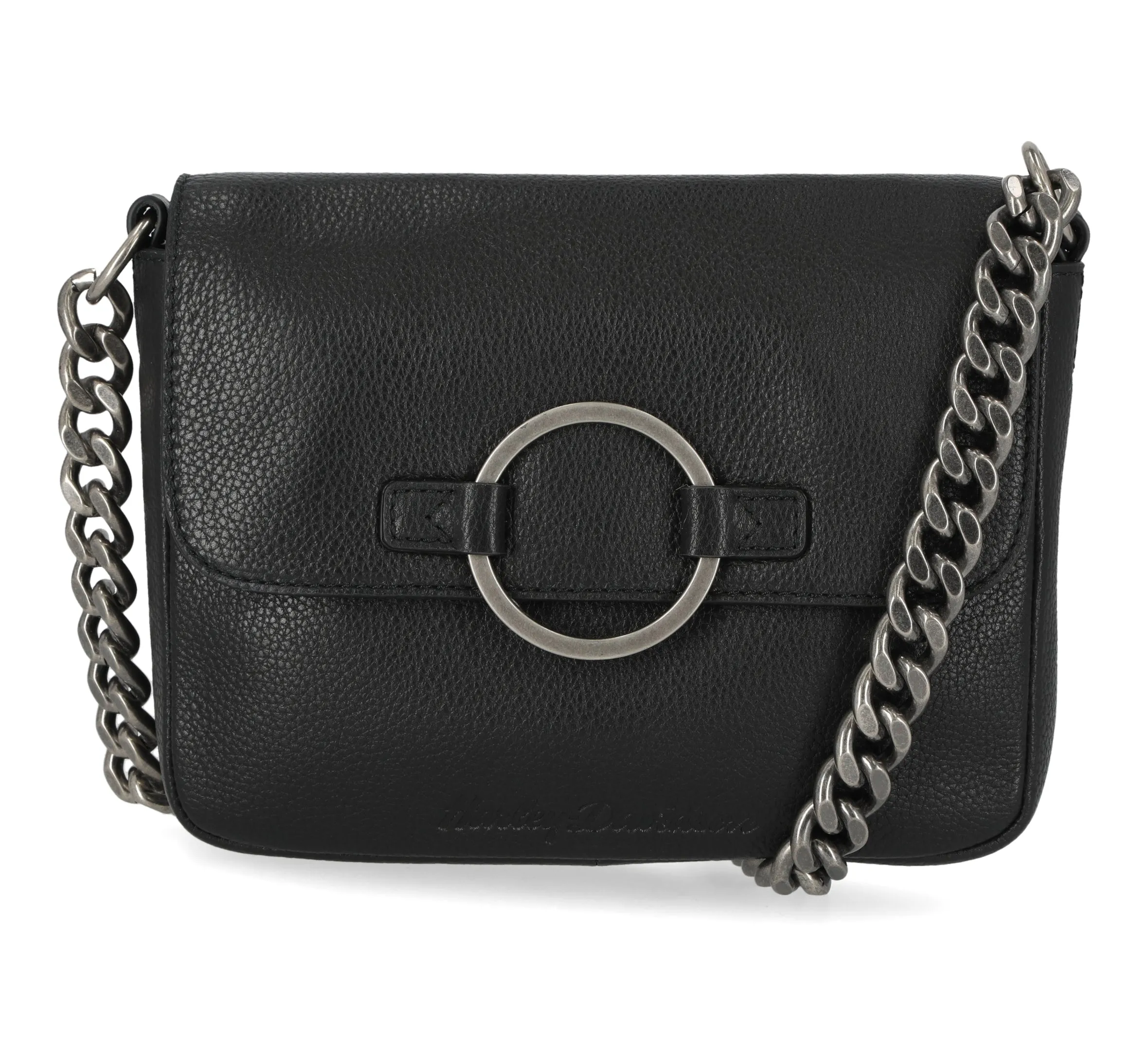 Harley-Davidson Women's Magnetic Flap Closure O Ring Pebble Leather Crossbody Purse MHW048