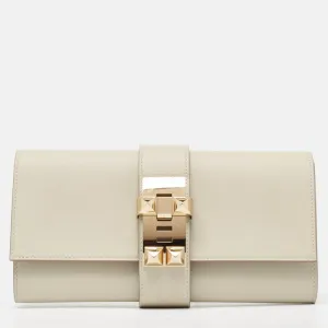 Herm&egrave;s Gris Perle Swift Leather Medor Clutch 23