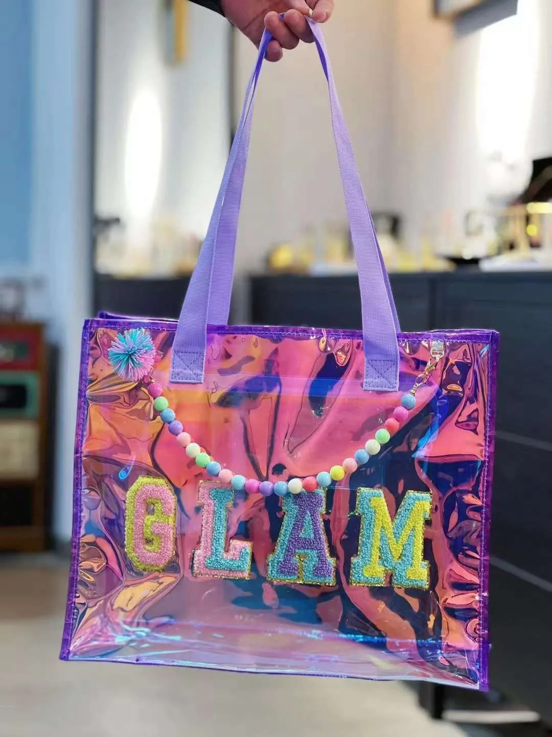 Holographic Tote Bag- Purple