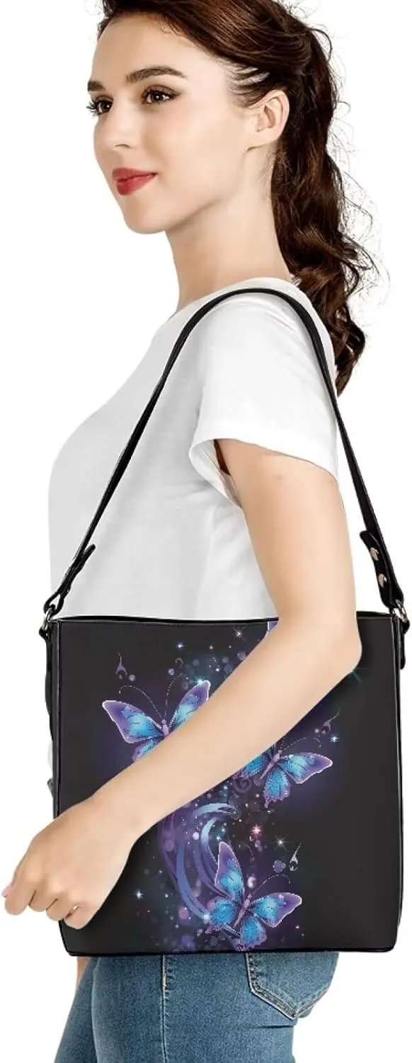 HUGS IDEA Women's Handbag Leather Tote Shoulder Bucket Bags Crossbody Top-handle Bag