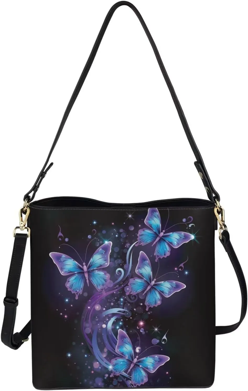 HUGS IDEA Women's Handbag Leather Tote Shoulder Bucket Bags Crossbody Top-handle Bag