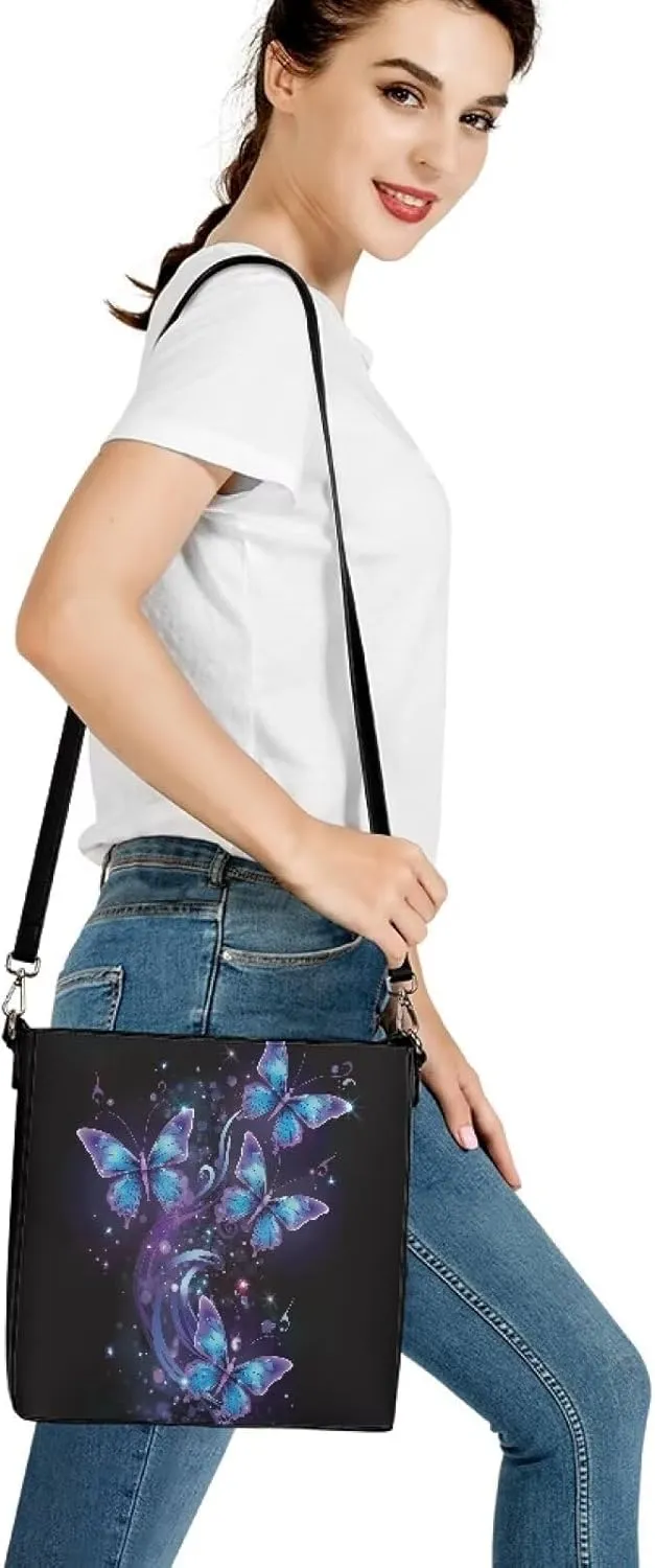 HUGS IDEA Women's Handbag Leather Tote Shoulder Bucket Bags Crossbody Top-handle Bag