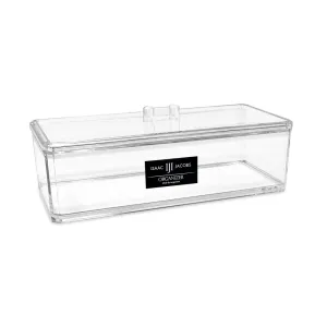 Isaac Jacobs Clear Acrylic Rectangular Stackable Storage Organizer with Lid, Multi-Functional, Bathroom, Kitchen, Home, Office, Desk, Drawers