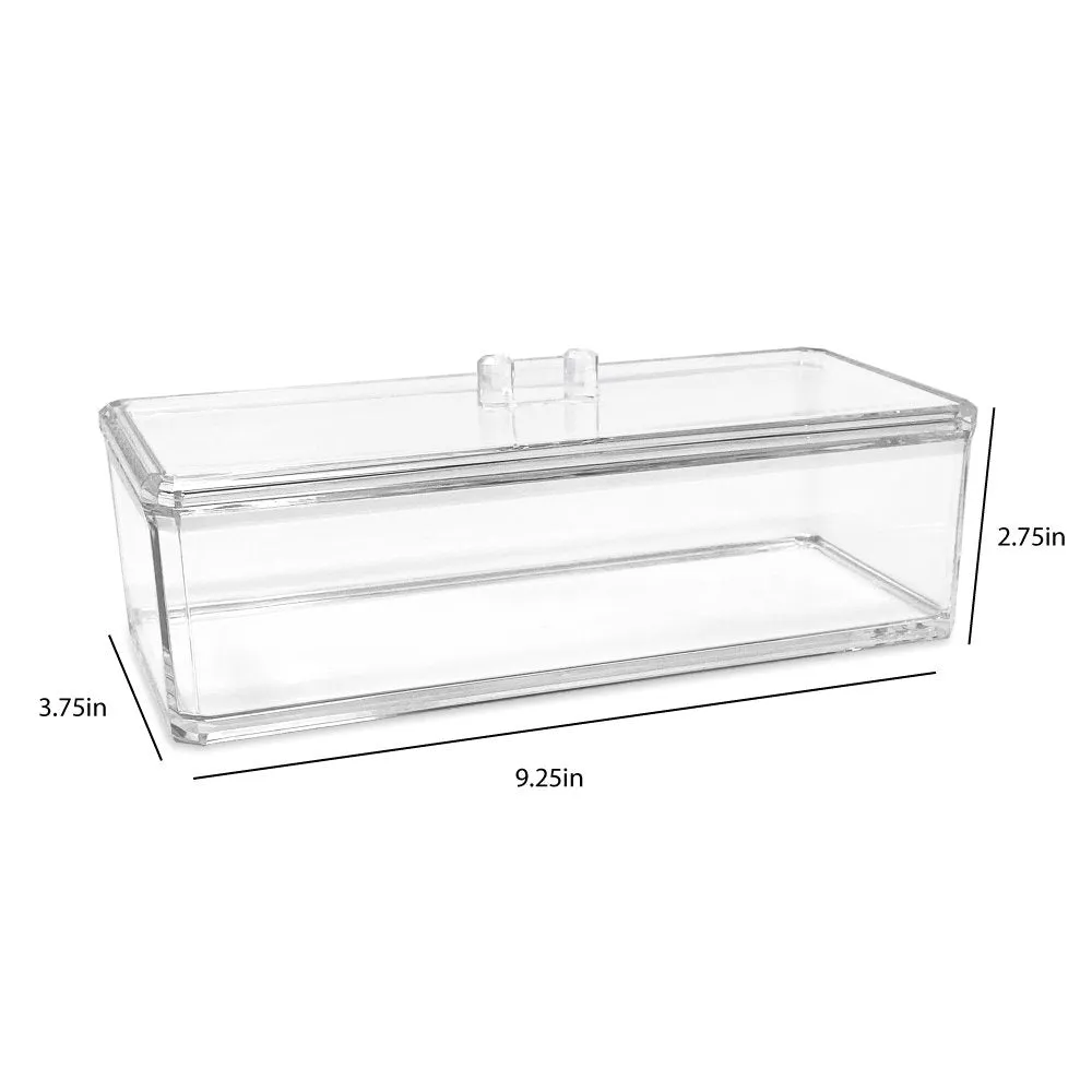 Isaac Jacobs Clear Acrylic Rectangular Stackable Storage Organizer with Lid, Multi-Functional, Bathroom, Kitchen, Home, Office, Desk, Drawers
