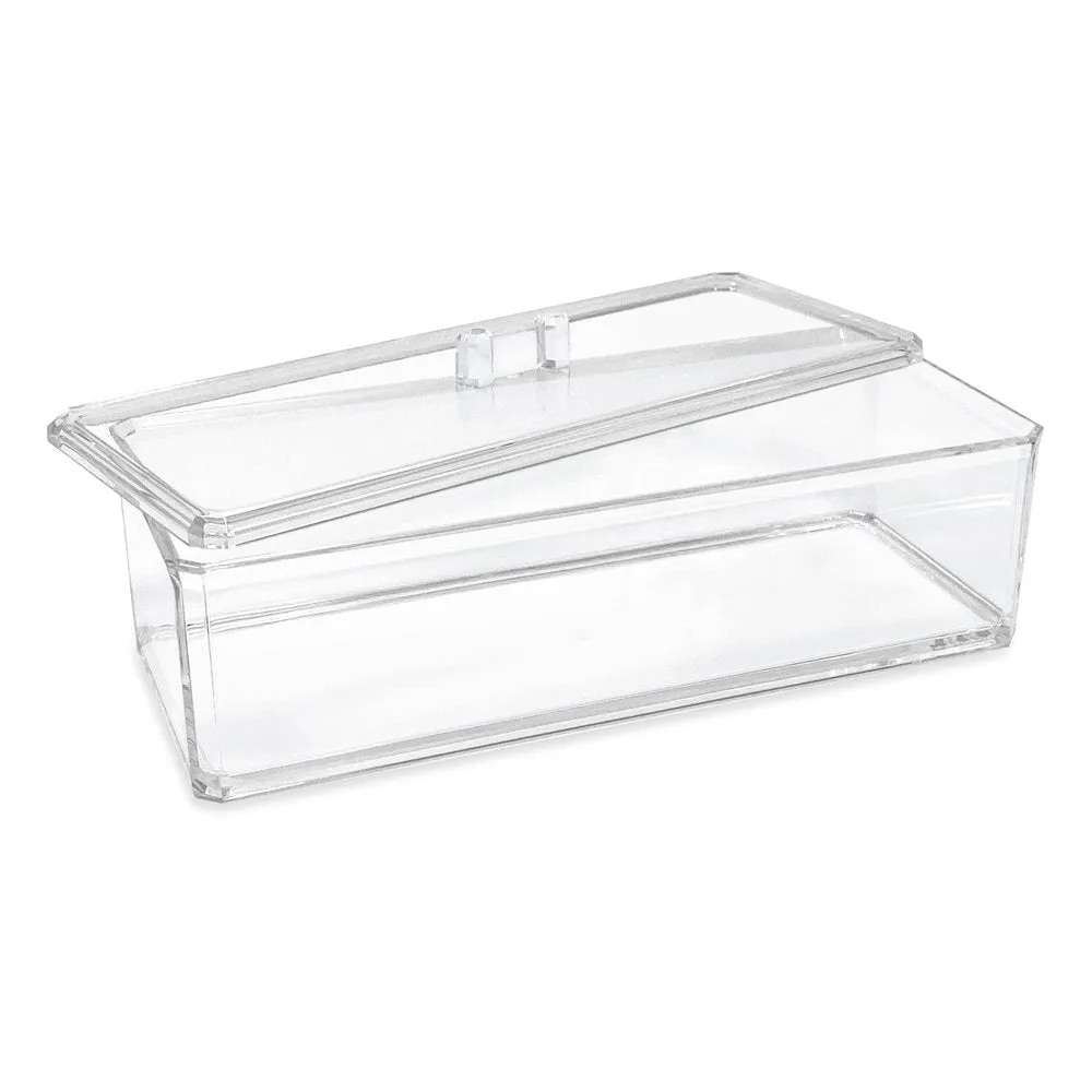Isaac Jacobs Clear Acrylic Rectangular Stackable Storage Organizer with Lid, Multi-Functional, Bathroom, Kitchen, Home, Office, Desk, Drawers