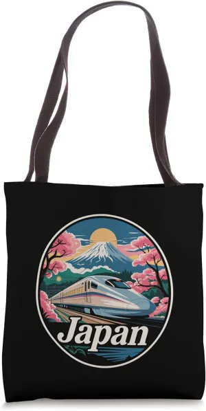 Japan Shinkansen Mt. Fuji Retro Bullet Train Retro Souvenir Tote Bag