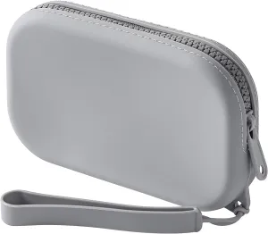 JOVAKIT Small Portable Silicone Makeup Bag for Women, Travel Waterproof Toiletry Cosmetic Bag Gifts for Women, Zipper Closure Makeup Case with Handle (Dark Grey)