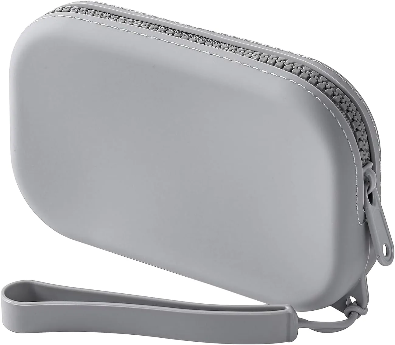 JOVAKIT Small Portable Silicone Makeup Bag for Women, Travel Waterproof Toiletry Cosmetic Bag Gifts for Women, Zipper Closure Makeup Case with Handle (Dark Grey)