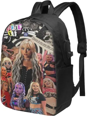 Liv Wrestler Morgan Laptop Backpack With Usb Charging Port Large Travel Bags Unisex Adult Gym Bags Daypack for Picnic Classic Business Backpack Computer Bag for Men&Women
