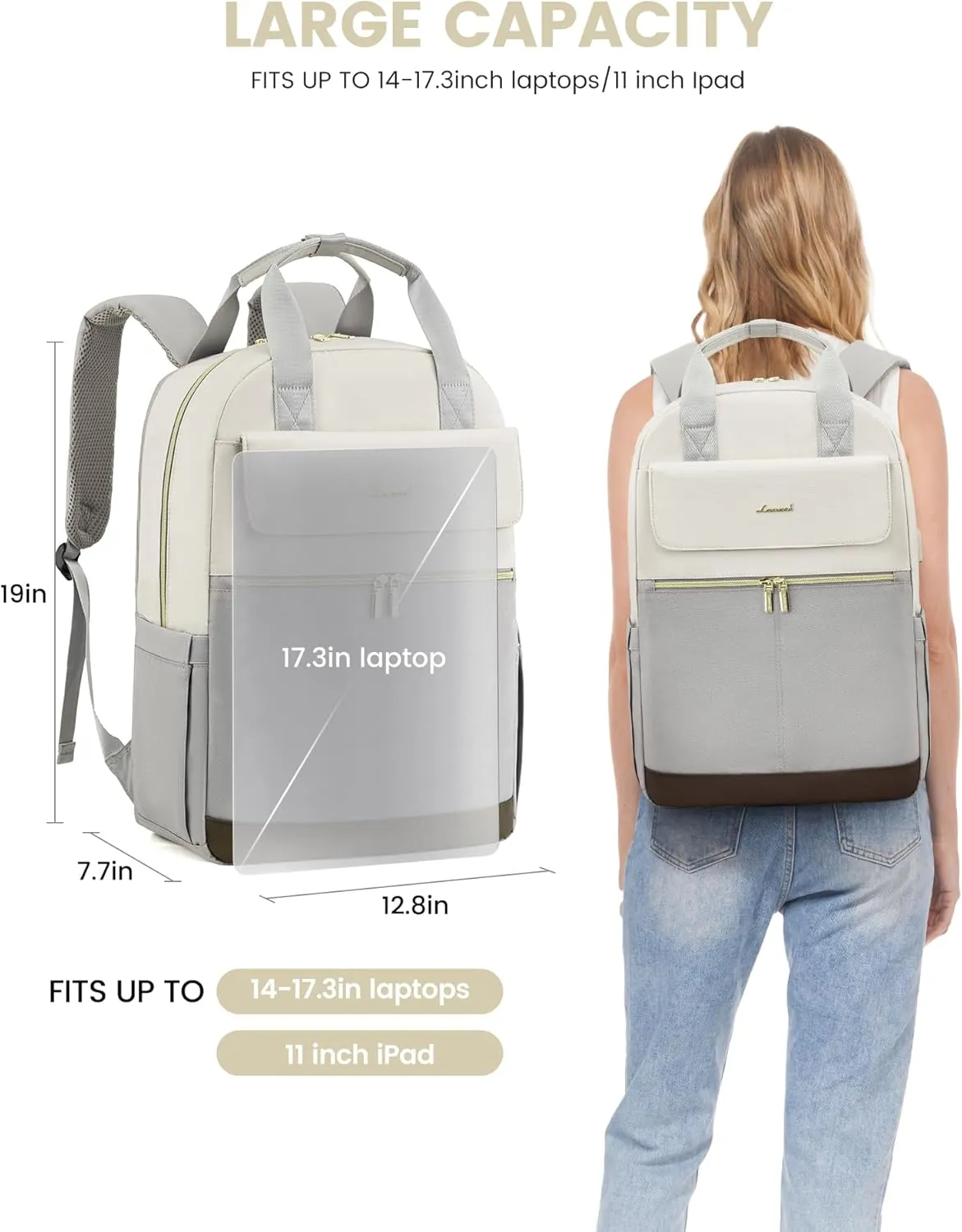 LOVEVOOK Laptop Backpack for Women, 17.3inch Laptop Bag with USB Port, Waterproof Travel Work Backpack Purse, Anti-Theft Backpacks Casual Computer Daypack Nurse Teacher Bag