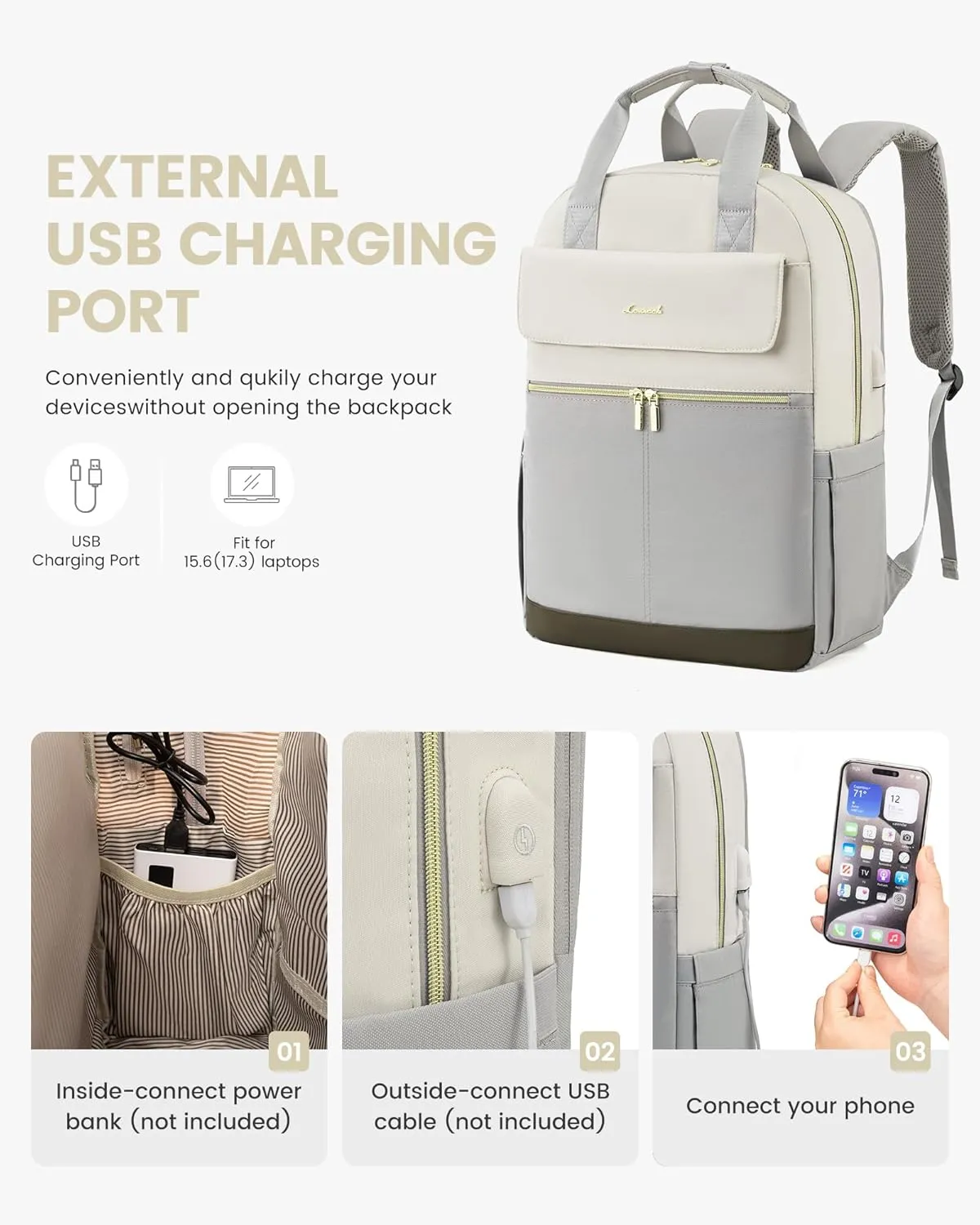 LOVEVOOK Laptop Backpack for Women, 17.3inch Laptop Bag with USB Port, Waterproof Travel Work Backpack Purse, Anti-Theft Backpacks Casual Computer Daypack Nurse Teacher Bag