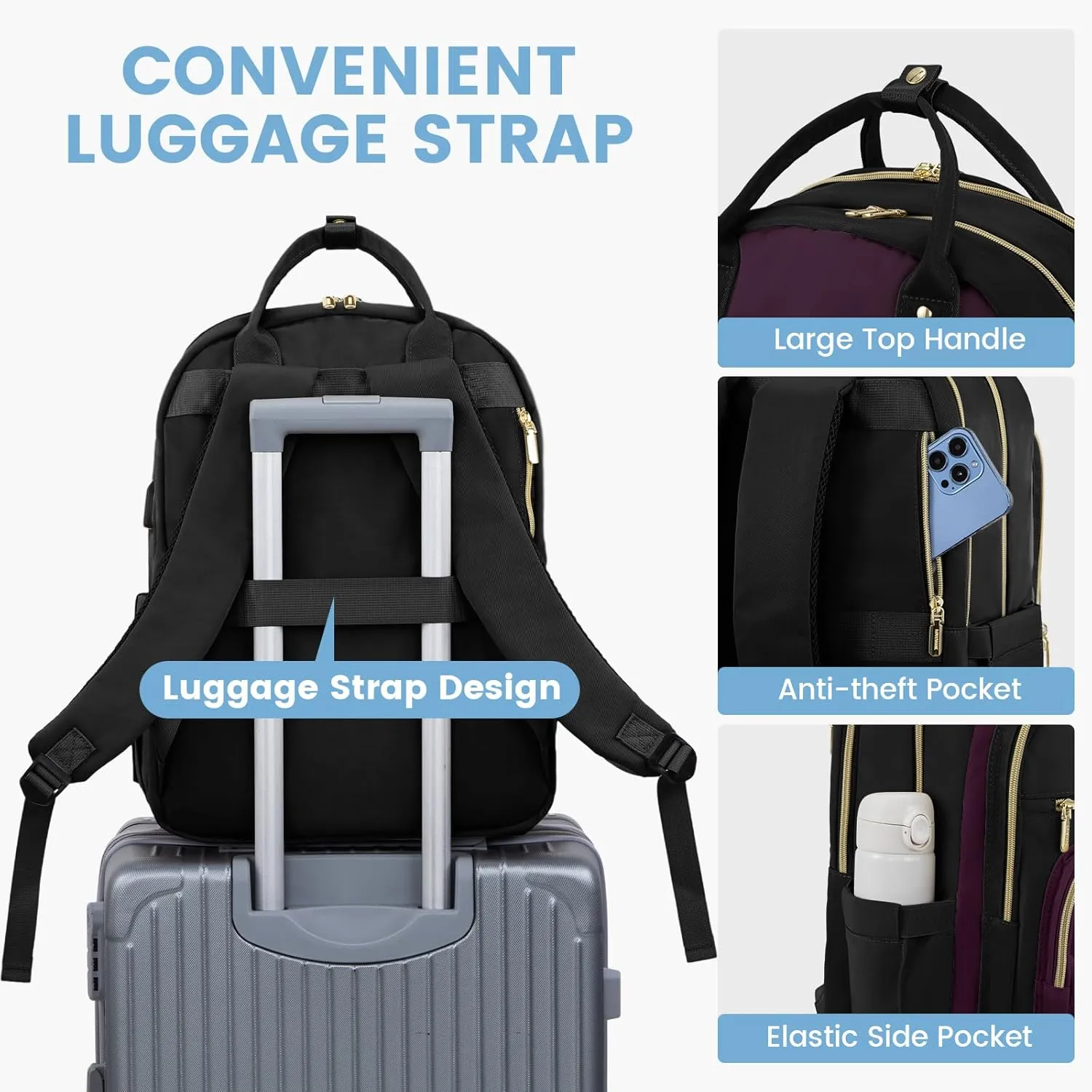LOVEVOOK Laptop Backpack for Women with Separate Laptop Compartment, 15.6" Water Resistant Lightweight Daypacks for College Travel Work Business, Nurse Teacher Computer Bags