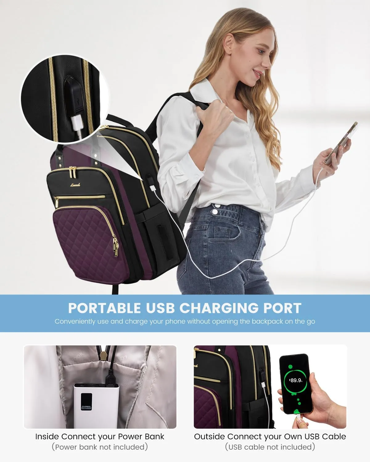 LOVEVOOK Laptop Backpack for Women with Separate Laptop Compartment, 15.6" Water Resistant Lightweight Daypacks for College Travel Work Business, Nurse Teacher Computer Bags