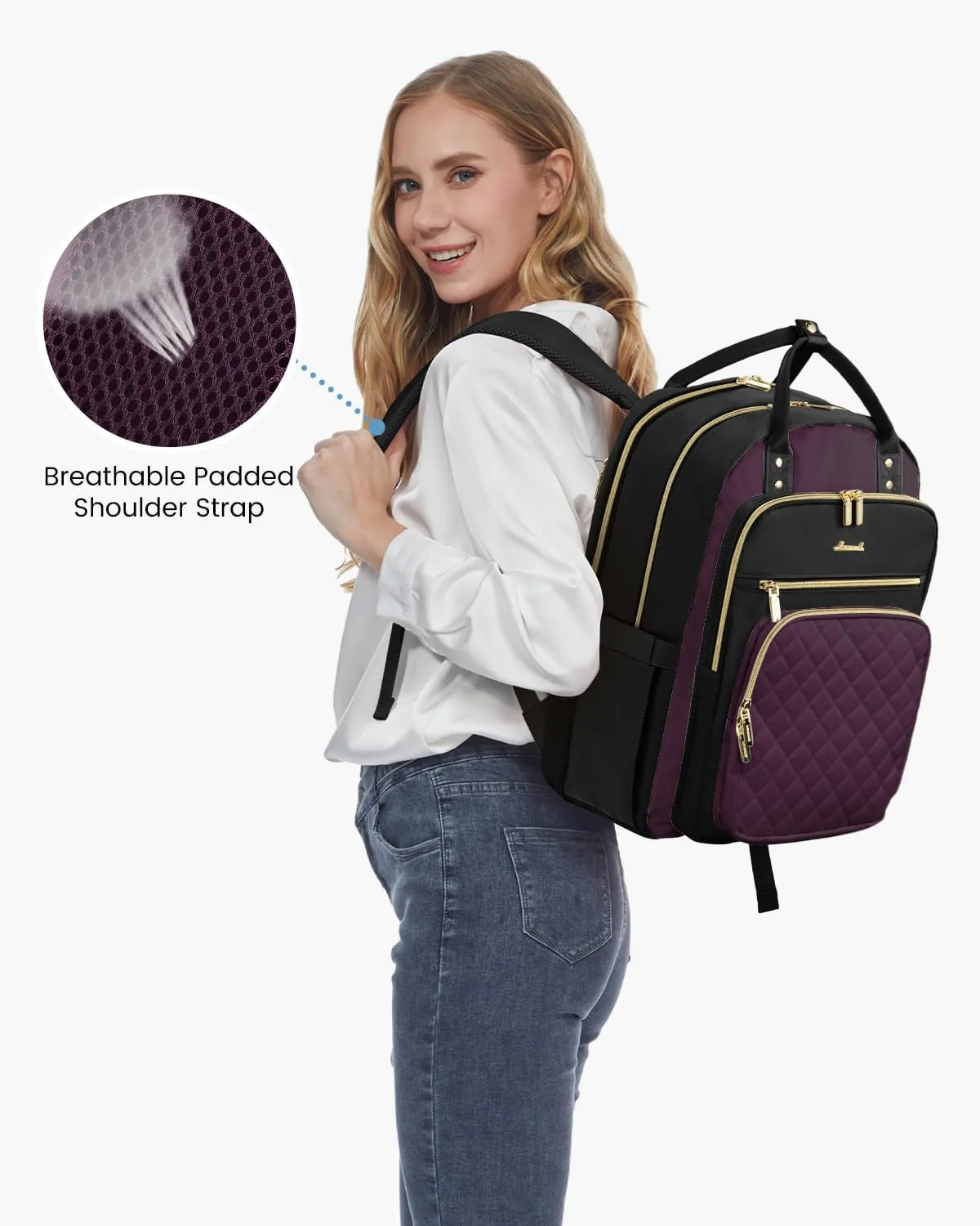 LOVEVOOK Laptop Backpack for Women with Separate Laptop Compartment, 15.6" Water Resistant Lightweight Daypacks for College Travel Work Business, Nurse Teacher Computer Bags