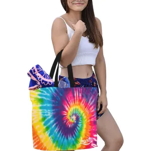 Loyalty Rainbow Tie Dye Print Large Canvas Tote Bag