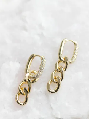 Luv AJ Hanging Pave Chain Link Huggies