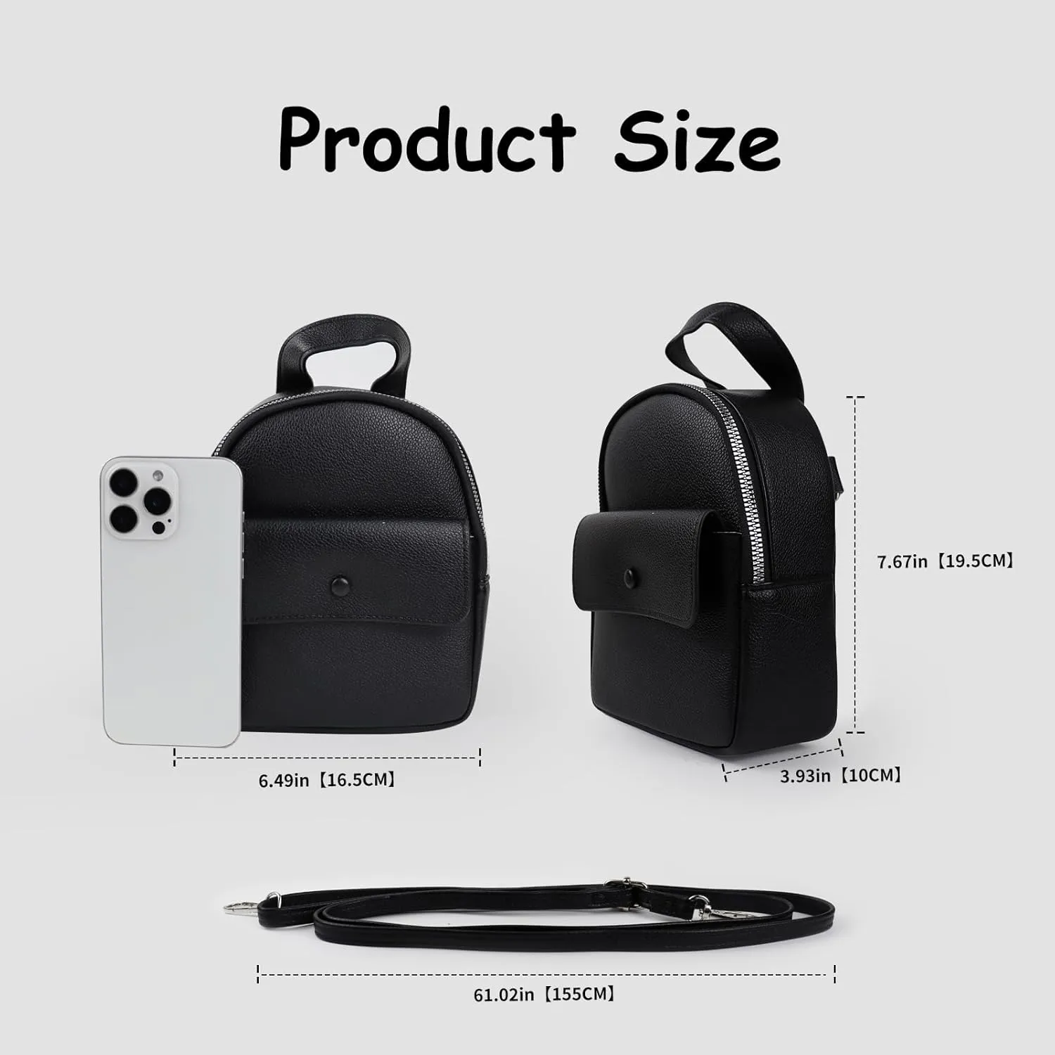 Mini Backpack Cute Backpack, PU Leather Small Backpack Purse for Women and Girls,Stylish Womens Backpack Purse (black)
