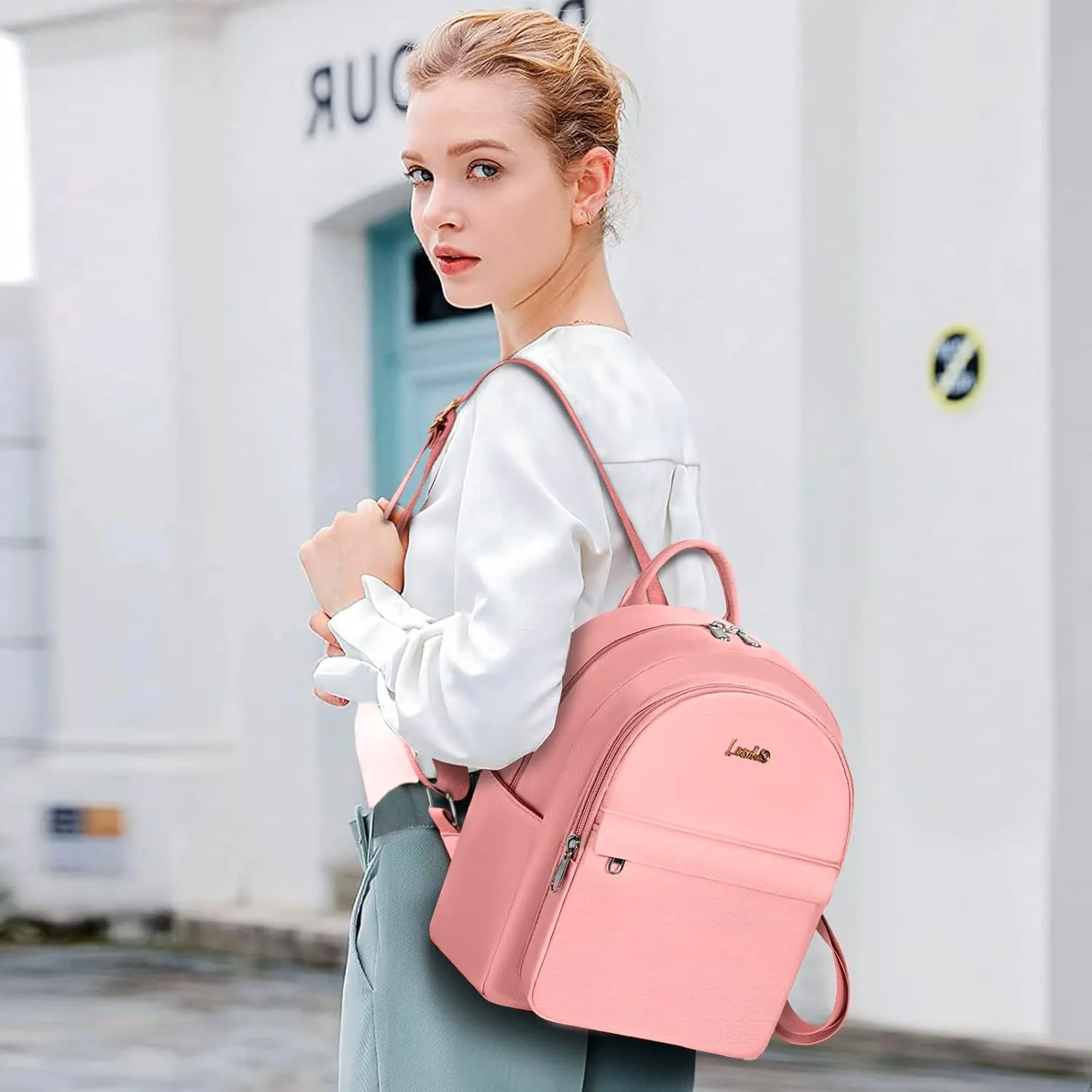 Mini Backpack for Women Teen Girls Fashion Solid Color Light Weight Waterproof Backpack Travel Fashion Purses Daily (Pink)