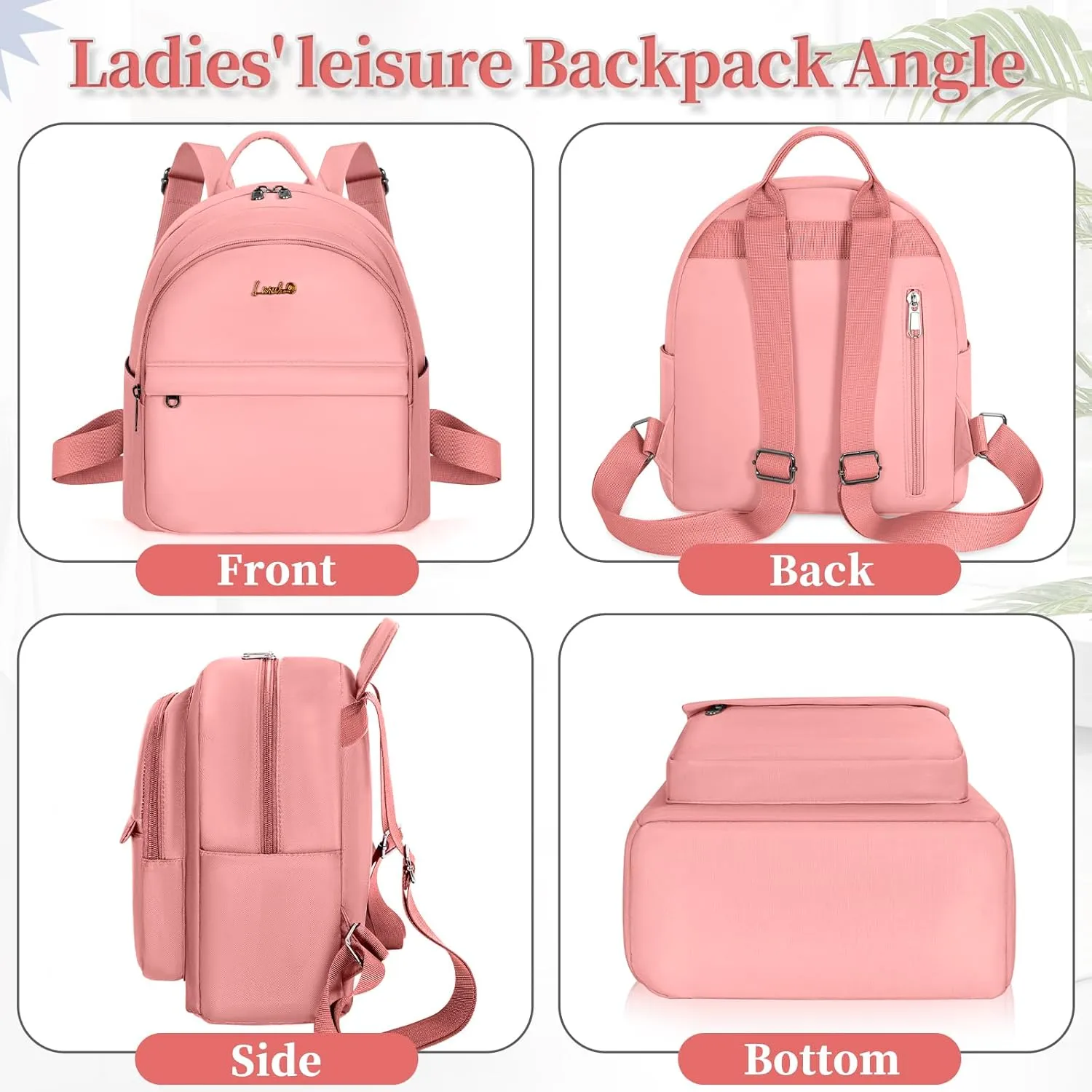 Mini Backpack for Women Teen Girls Fashion Solid Color Light Weight Waterproof Backpack Travel Fashion Purses Daily (Pink)