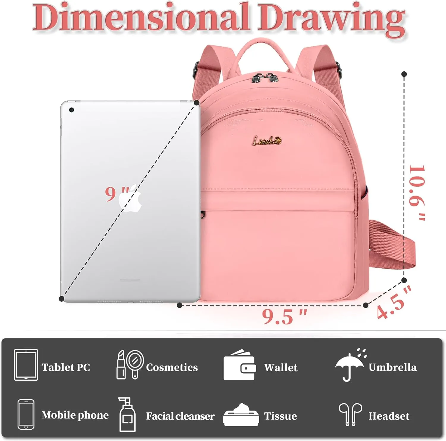 Mini Backpack for Women Teen Girls Fashion Solid Color Light Weight Waterproof Backpack Travel Fashion Purses Daily (Pink)