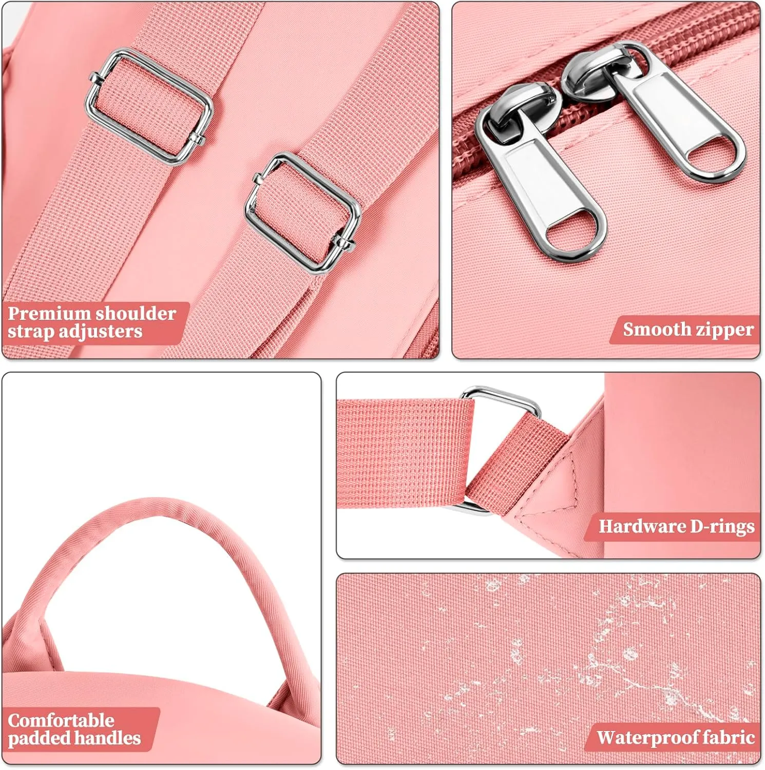 Mini Backpack for Women Teen Girls Fashion Solid Color Light Weight Waterproof Backpack Travel Fashion Purses Daily (Pink)