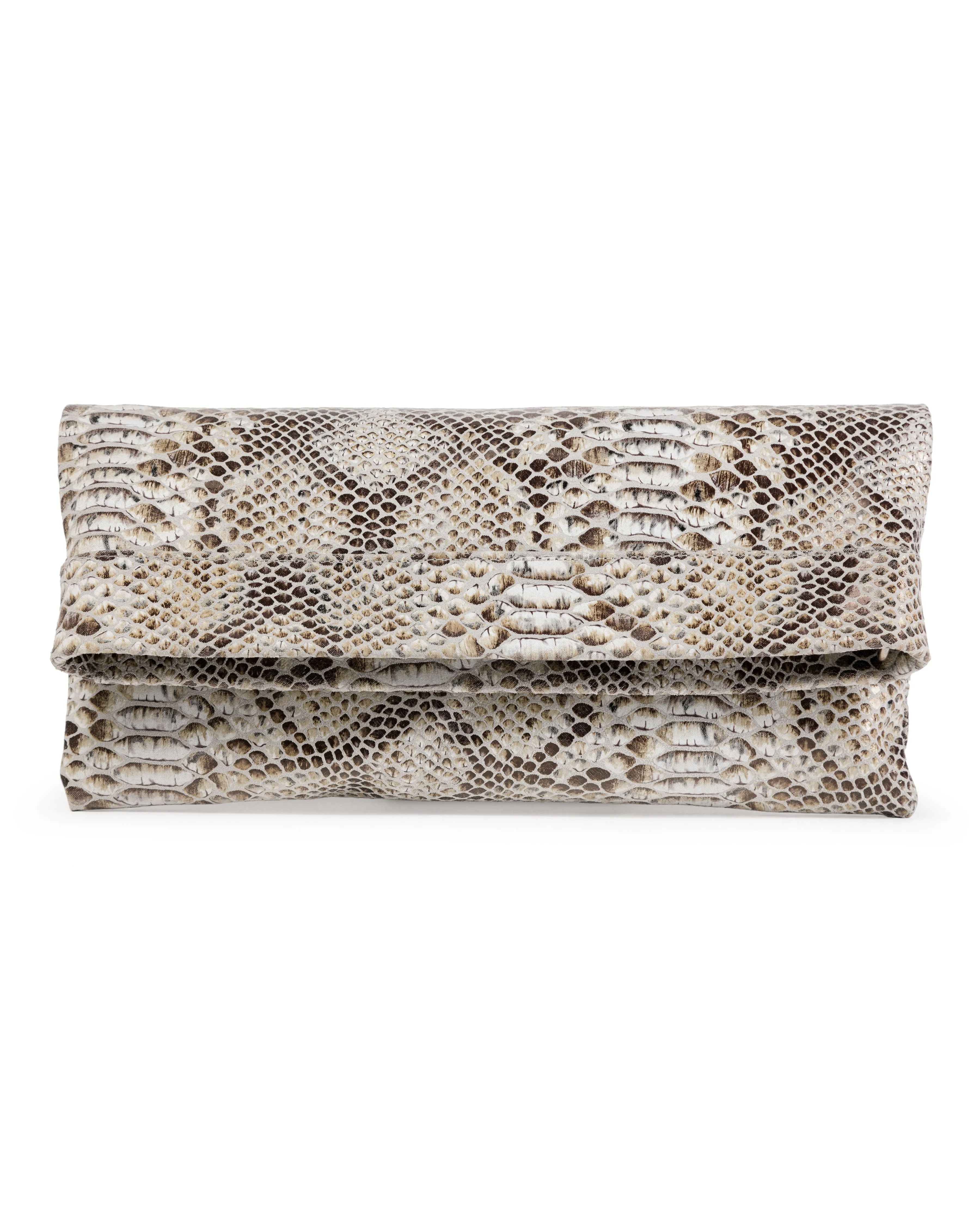 Mollie Cross-Body Convertible Clutch: Camel Snake