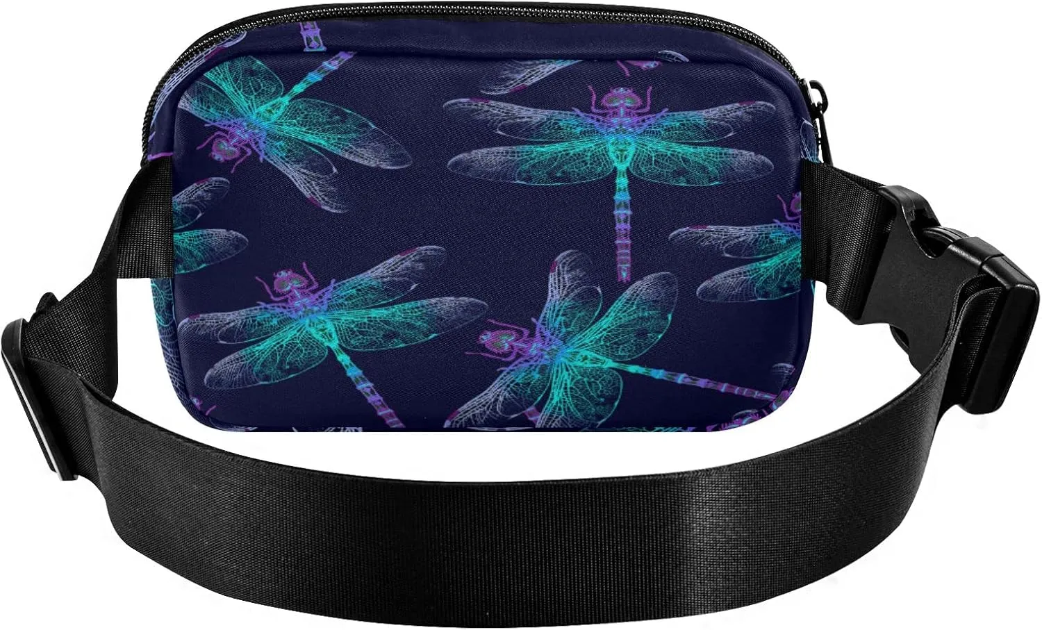 Oyihfvs Blue Dark Dragonfly Adjustable Fanny Waist Pack Pouch, Waterproof Runners Sports Waist Pack Wallet for Sports Hiking Fitness Cycling Gym Women Men