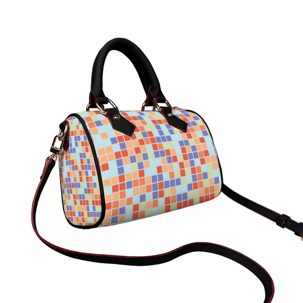Pixilated Pastel Handbag Shoulder Bags Faux Leather Handbags with Removable Strap